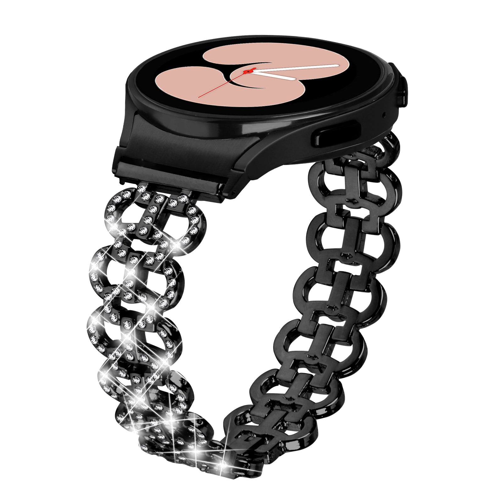 For Samsung Galaxy Watch6 40 44mm Rhinestone Metal Watch Strap Hollow Breathable Watchband with Connector For Samsung Galaxy Watch6 40 44mm Rhinestone Metal Watch Strap Hollow Breathable Watchband with Connector